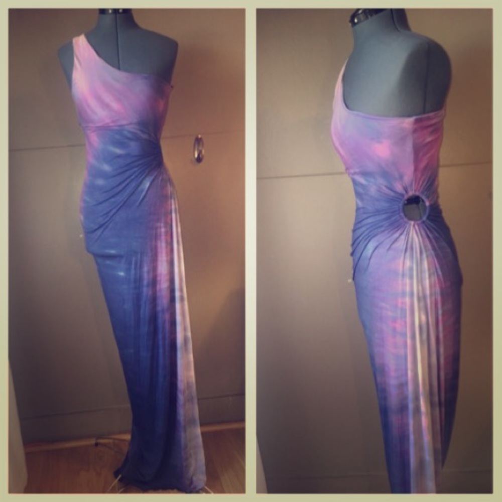 NWOT Michelle Jonas tie dye one shoulder dress